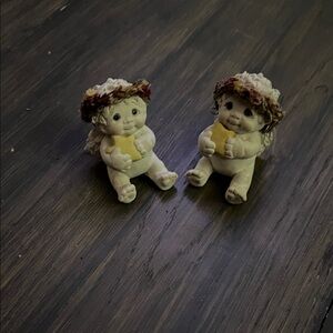 Charming Cherub Figurines with Floral Crowns
